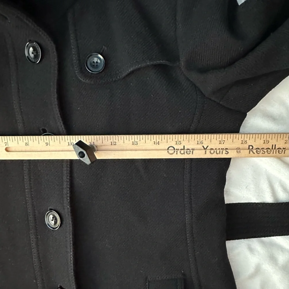 Burberry Brit Rushfield Wool Cashmere Blend Black Trench Coat 4 Shearling Collar - Picture 7 of 16